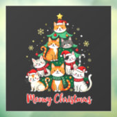 Autocollant Pour Fenêtre Joyeux Noël Drôle Catmas Kitten Xmas Tree (Feuille 3)