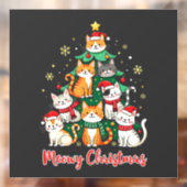 Autocollant Pour Fenêtre Joyeux Noël Drôle Catmas Kitten Xmas Tree (Feuille 2)
