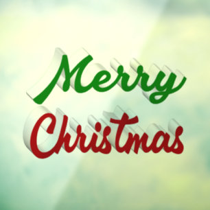 Autocollant Pour Fenêtre Joyeux Noël écriture rouge et verte