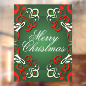 Autocollant Pour Fenêtre Joyeux Noël Elégant Baroque Rouge Vert & Blanc (Feuille 2)