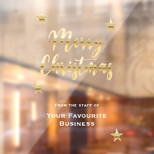 Autocollant Pour Fenêtre Joyeux Noël élégant métallisé or blanc