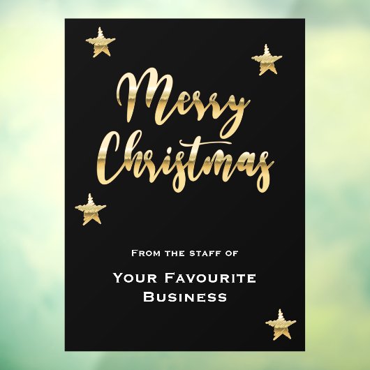 Autocollant Pour Fenêtre Joyeux Noël élégant or métallique noir (Feuille 3)