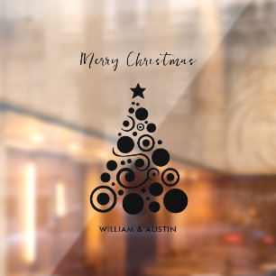 Autocollant Pour Fenêtre Joyeux Noël Entreprise Bureau Simple Noir