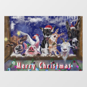 Autocollant Pour Fenêtre Joyeux Noël Fenêtre Classer Animal Party Funny