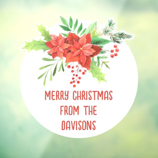 Autocollant Pour Fenêtre Joyeux Noël Festif Florals Nom (Feuille 3)