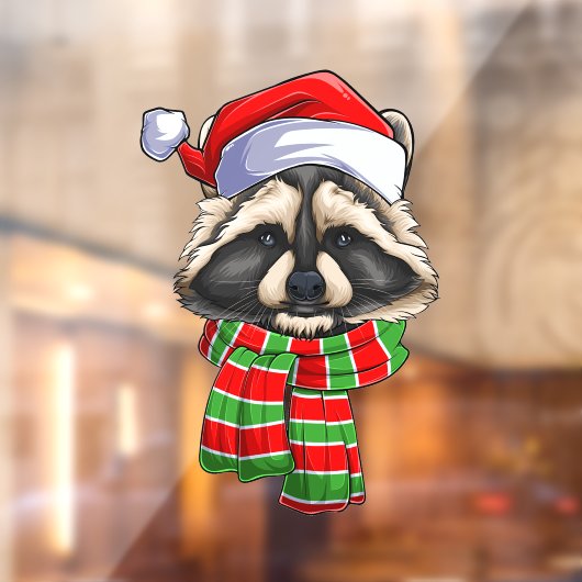Autocollant Pour Fenêtre Joyeux Noël Fête Raccoon Clouage de fenêtre (Feuille 2)