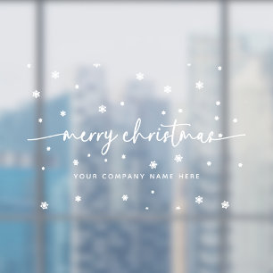 Autocollant Pour Fenêtre Joyeux Noël Flocons de Neige Blancs Affaires Bienv