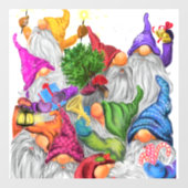 Autocollant Pour Fenêtre Joyeux Noël Gnome Party - Dessin amusant (Feuille)