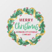 Autocollant Pour Fenêtre Joyeux Noël Gold Wreath Chic Custom Company (Feuille)
