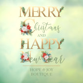 Autocollant Pour Fenêtre Joyeux Noël Joyeux Nouvel An Élégante Typographie (Feuille 3)