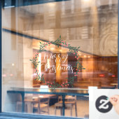 Autocollant Pour Fenêtre Joyeux Noël manuscrit texte écrit à la main wreath (Fenêtre de café)