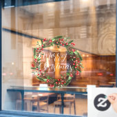 Autocollant Pour Fenêtre Joyeux Noël manuscrit texte écrit couronne (Fenêtre de café)