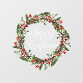 Autocollant Pour Fenêtre Joyeux Noël manuscrit texte écrit couronne (Feuille)