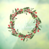 Autocollant Pour Fenêtre Joyeux Noël manuscrit texte écrit couronne (Feuille 3)