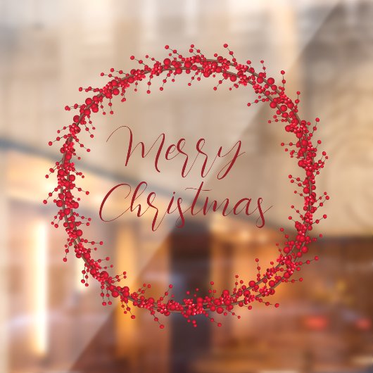 Autocollant Pour Fenêtre Joyeux Noël manuscrit texte écrit couronne (Feuille 2)