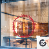 Autocollant Pour Fenêtre Joyeux Noël manuscrit texte écrit couronne (Fenêtre de café)