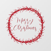 Autocollant Pour Fenêtre Joyeux Noël manuscrit texte écrit couronne (Feuille)