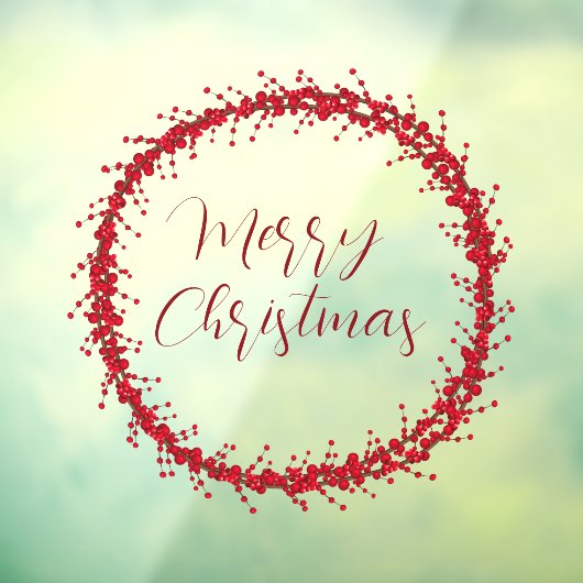 Autocollant Pour Fenêtre Joyeux Noël manuscrit texte écrit couronne (Feuille 3)