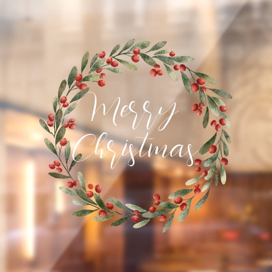 Autocollant Pour Fenêtre Joyeux Noël manuscrit texte écrit couronne (Feuille 2)