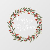 Autocollant Pour Fenêtre Joyeux Noël manuscrit texte écrit couronne (Feuille)