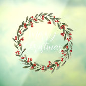 Autocollant Pour Fenêtre Joyeux Noël manuscrit texte écrit couronne (Feuille 3)