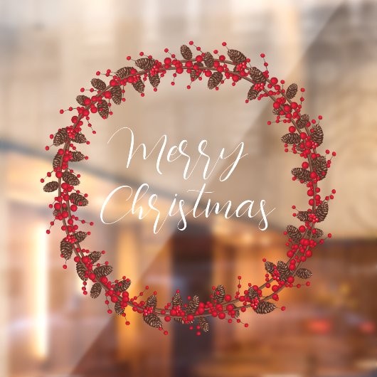 Autocollant Pour Fenêtre Joyeux Noël manuscrit texte écrit couronne (Feuille 2)