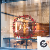 Autocollant Pour Fenêtre Joyeux Noël manuscrit texte écrit couronne (Fenêtre de café)