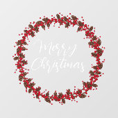 Autocollant Pour Fenêtre Joyeux Noël manuscrit texte écrit couronne (Feuille)