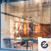 Autocollant Pour Fenêtre Joyeux Noël manuscrit texte écrit couronne (Fenêtre de café)