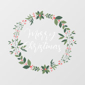 Autocollant Pour Fenêtre Joyeux Noël manuscrit texte écrit couronne (Feuille)