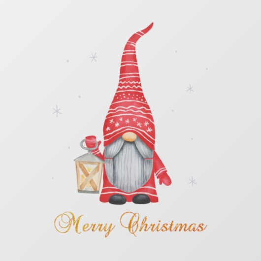 Autocollant Pour Fenêtre Joyeux Noël mignon Gnome (Feuille)