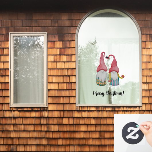 Autocollant Pour Fenêtre Joyeux Noël mignonne Gnome d'hiver en amour (Fenêtre d'accueil)