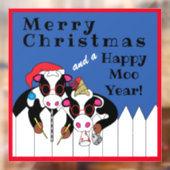 Autocollant Pour Fenêtre Joyeux Noël Moo Année Clôture de fenêtre (Feuille 2)