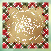 Autocollant Pour Fenêtre Joyeux Noël or et plaid (Feuille 3)