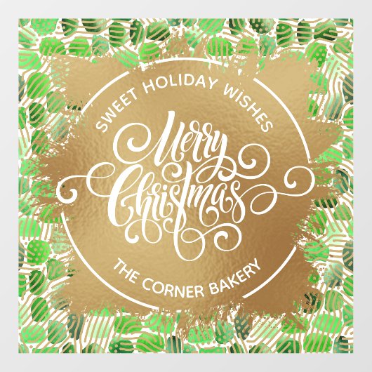 Autocollant Pour Fenêtre Joyeux Noël Or et vert (Feuille)