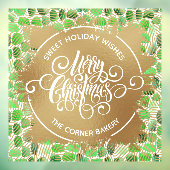 Autocollant Pour Fenêtre Joyeux Noël Or et vert (Feuille 3)