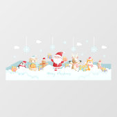 Autocollant Pour Fenêtre Joyeux Noël Père Noël Avec Aide (Feuille)