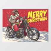 Autocollant Pour Fenêtre Joyeux Noël Père Noël Biker (Feuille)