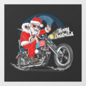 Autocollant Pour Fenêtre Joyeux Noël Père Noël Biker Clair fenêtre (Feuille)