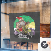 Autocollant Pour Fenêtre Joyeux Noël Père Noël Biker Clair fenêtre (Fenêtre de café)