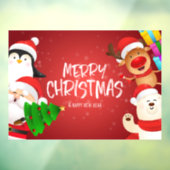 Autocollant Pour Fenêtre Joyeux Noël Père Noël et amis (Feuille 3)