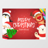 Autocollant Pour Fenêtre Joyeux Noël Père Noël et amis (Feuille)