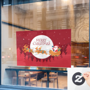Autocollant Pour Fenêtre Joyeux Noël Père Noël et Sleigh