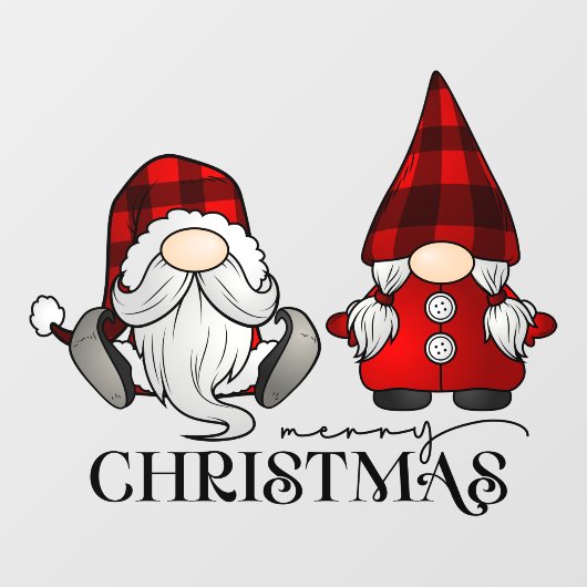 Autocollant Pour Fenêtre Joyeux Noël Père Noël Madame Claus Gnomes Entrepri (Feuille)