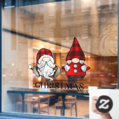 Autocollant Pour Fenêtre Joyeux Noël Père Noël Mme Claus Gnomes Entreprise (Fenêtre de café)