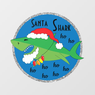 Autocollant Pour Fenêtre Joyeux Noël Père Noël Shark Rond Clouage de fen