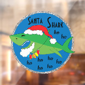 Autocollant Pour Fenêtre Joyeux Noël Père Noël Shark Rond Clouage de fenêtr (Feuille 2)