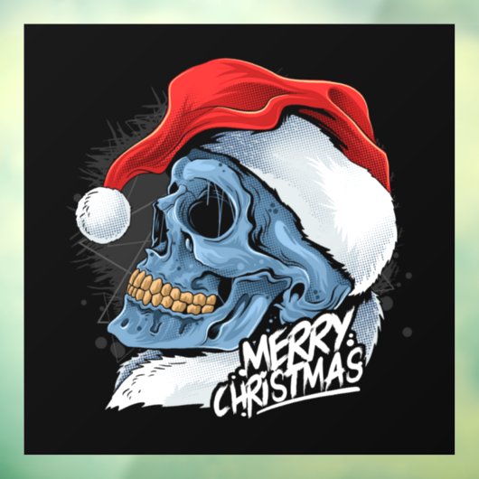 Autocollant Pour Fenêtre Joyeux Noël Père Noël Skull (Feuille 3)