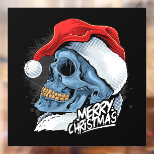 Autocollant Pour Fenêtre Joyeux Noël Père Noël Skull