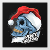 Autocollant Pour Fenêtre Joyeux Noël Père Noël Skull (Feuille)